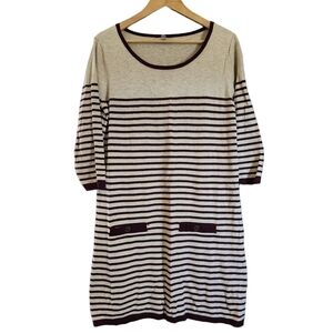 Banana Republic tan maroon stripes tunic  sweater dress shirt